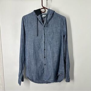 Golf Punk.Mens' Small LS Denim Hooded Button Front Shirt 100% Cotton